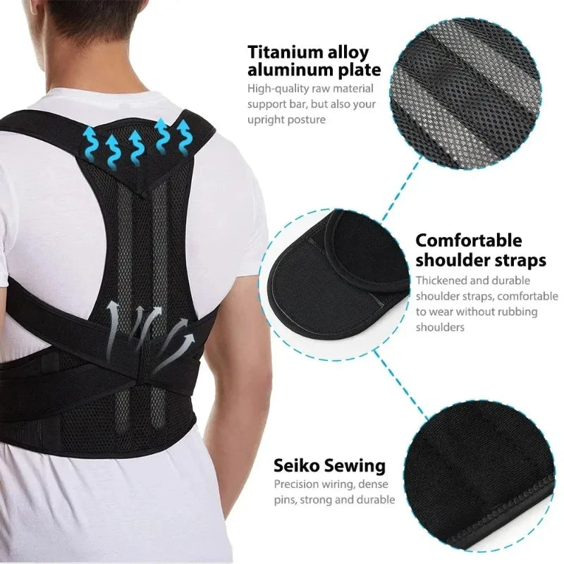 Adjustable Posture Correction Back Brace – Breathable Lumbar Support (Men/Women)
